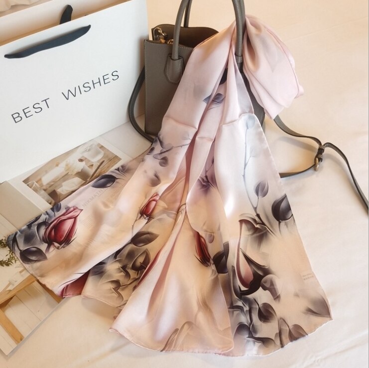 Dames Lente Zijden Sjaals Lange Sjaals Moerbei Zijde Mode Sjaal Schaduw Sjaal Extended Zijde