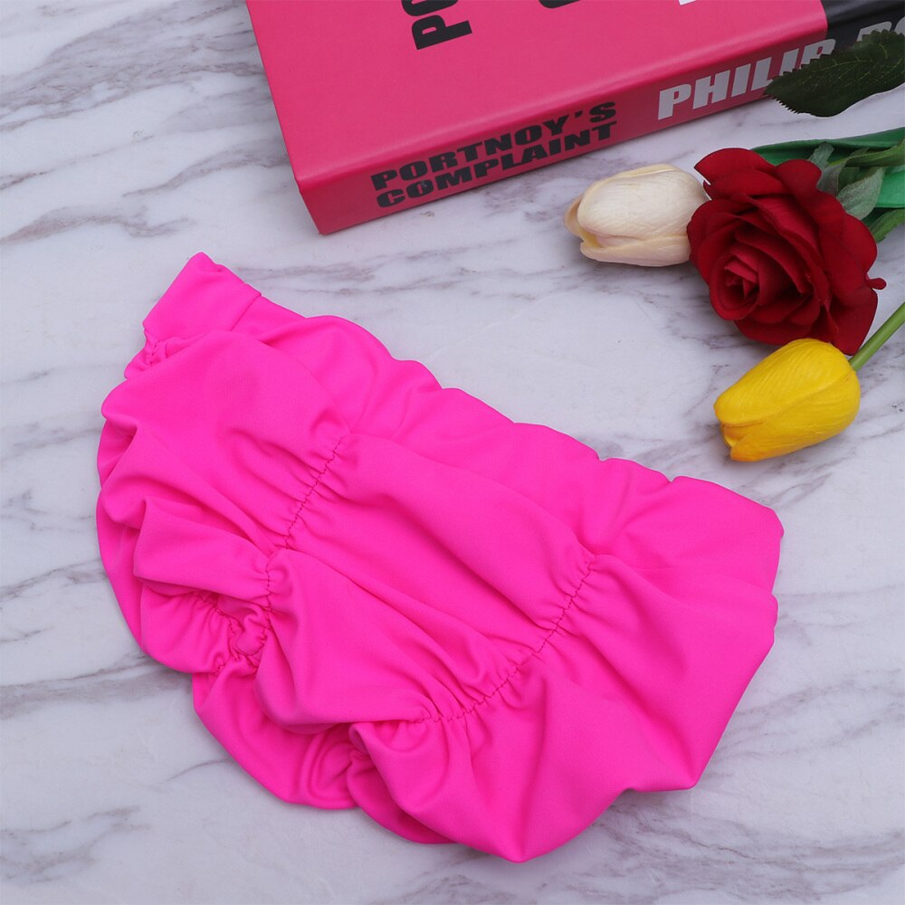 1pc badmutsen praktische geplooide elastische premium badmuts badmuts voor meisjes: Rooskleurig