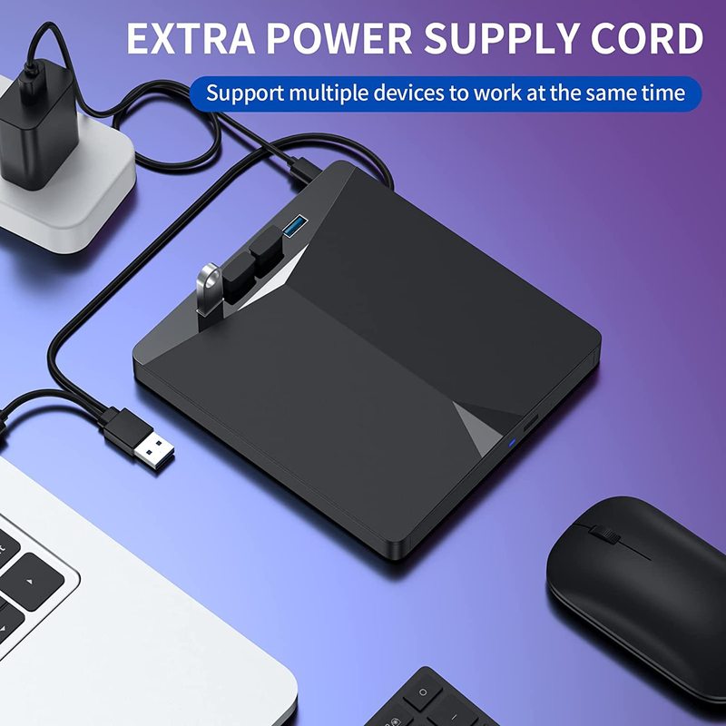 7-in-1 USB 3.0 Type C External CD Player Tray Type Optical Drives DVD Burner Reader Disk Drive for PC Computer Laptop Notebook