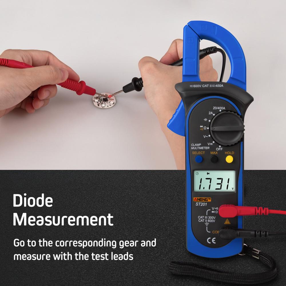 Digital clamp multimeter st -201 true rms lcd multifuction ohm dc ac voltmeter ac ammeter data tester