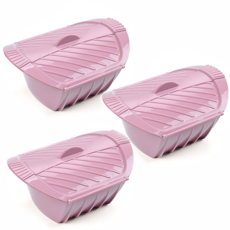 Kitchen Food Silicone Silicone Steamed Crab Rice Fish Bowl Steamer Microwave Oven Silicone Steamer with Lid: 3pcs-large