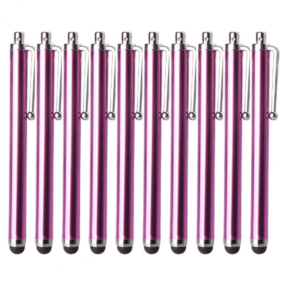 10Pcs Cell Phone Pen Universal Metal Touch Screen Pen Stylus Pens for Ipad Apple Samsung Tablet All Capacitive Screen with Clip: Purple