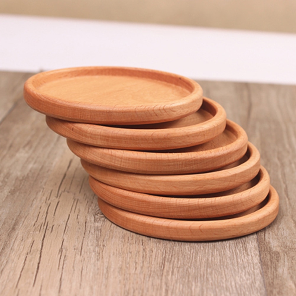 1PC Beuken Zwarte Walnoot Hout Coaster Retro Isolatie Cup Mat Huishouden Vierkante Ronde Coaster