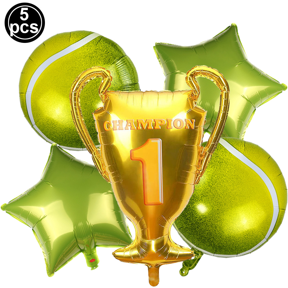 Juego de 5 uds de globos de tenis, globos de cumpleaños, globos de aluminio con números verdes de 32 pulgadas, globos de raqueta de tenis, decoración de temática de tenis: Verde oliva