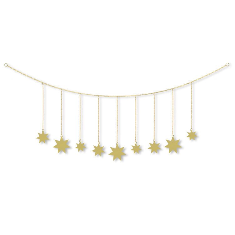 Décoration murale suspendue en forme de lune ou de soleil, pièce ronde en métal, pour salon, pour enfants, avec chaînes: C2-2pc