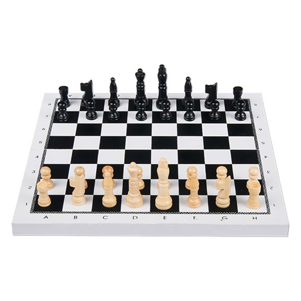 BSTFAMLY Wood Chess Set Chessman Game of International Chess 29x27.5x1.3cm Folding Chessboard Wood Chess Game I34