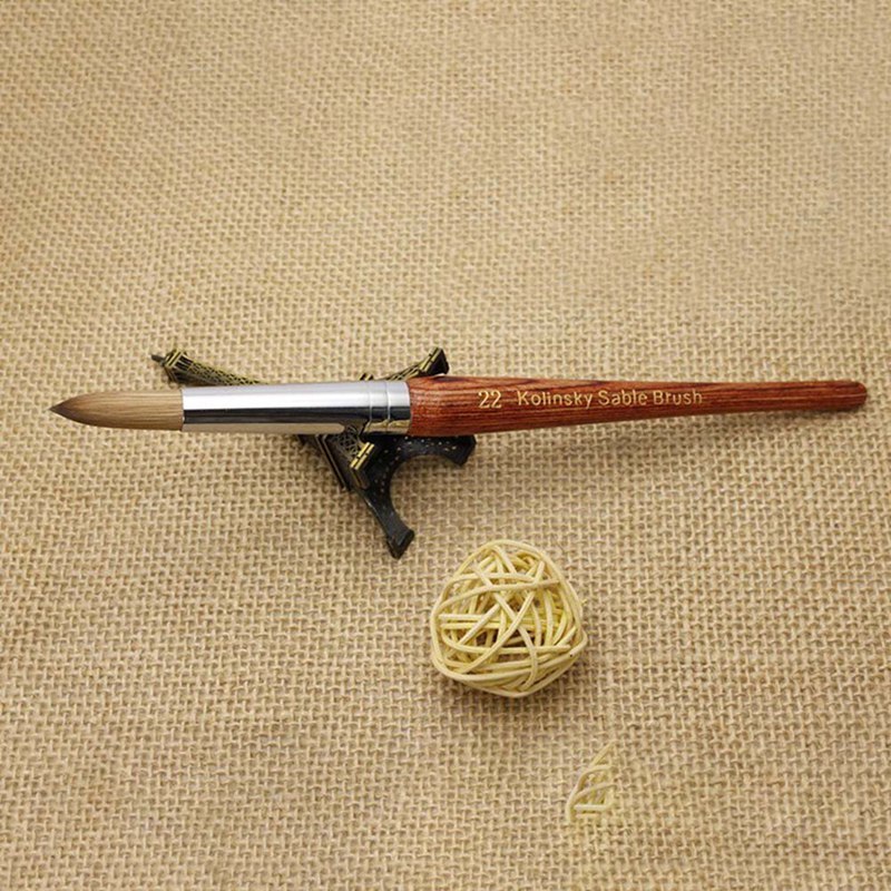 Round Sharp 1pcs 10#12#14#16#18#20#22#24 Kolinsky Sable Brush Acrylic Nail Art Brush Red Wood Crystal Acrylic Salon
