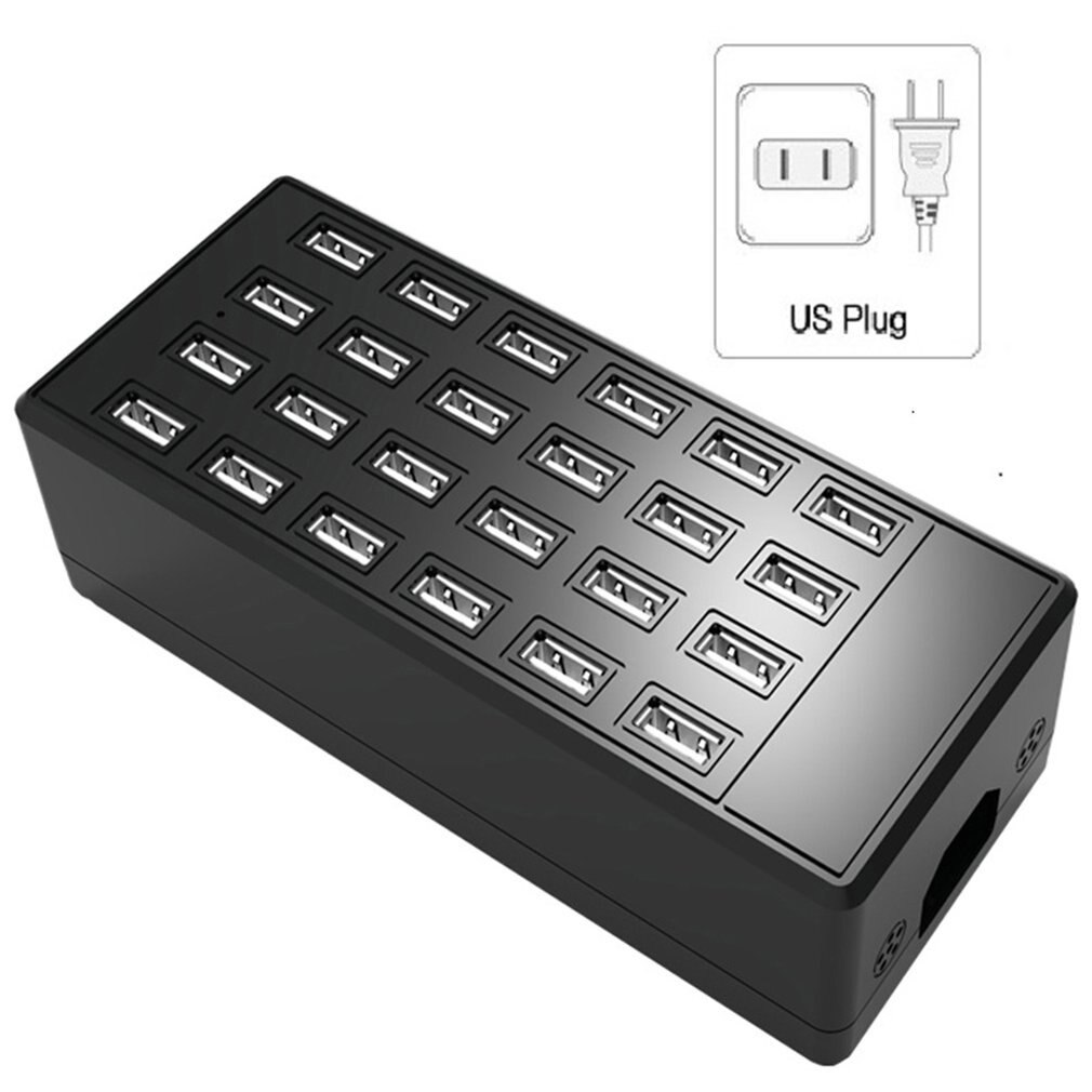5V 20A 100W Usb Fast Charge Hub Plastic 24 Ports Smart Charging Station Usb Charger Mobile Phone Tablet Digital Adapter: US
