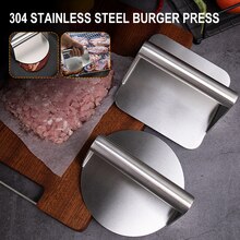 Stainless Steel Burger Press Round/Square Shape Nonstick Burger Smasher Bacon Ham Press Flap Top Grill Griddle Cooking Tool
