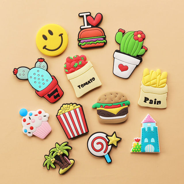 3D Cartoon Fridge Magnets PVC Food Refrigerator Magnetic Sticker Set Home Decor Fridge Magnetic Stickers Kids: K 12pcs