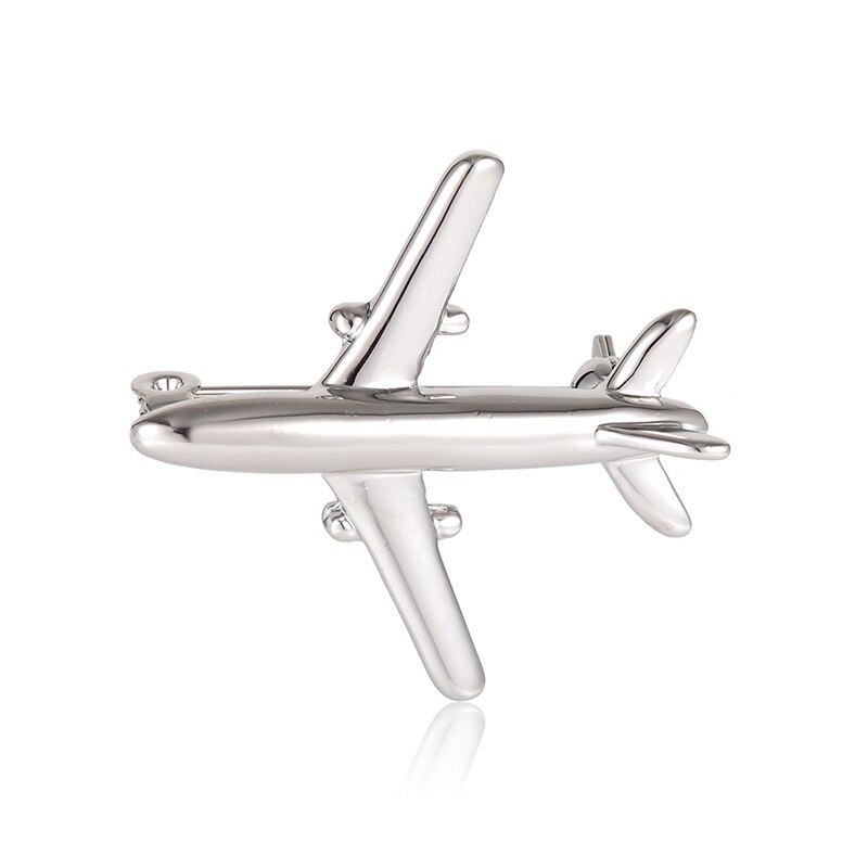 Blucome Plane Shape Brooch Badge Good Metal Aircraft Sweater Corsage Women Men Brooches Lapel Decoration: Silver Color