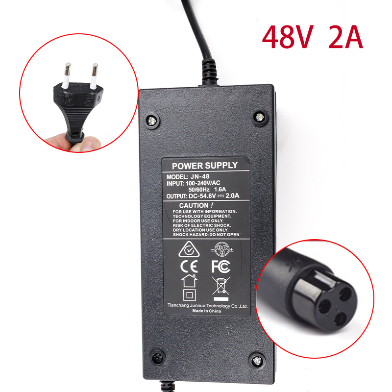 Cargador de batería de litio Universal para bicicleta eléctrica, accesorios para patinete eléctrico 24V2A 36V2A 48V2A 60V2A: violet