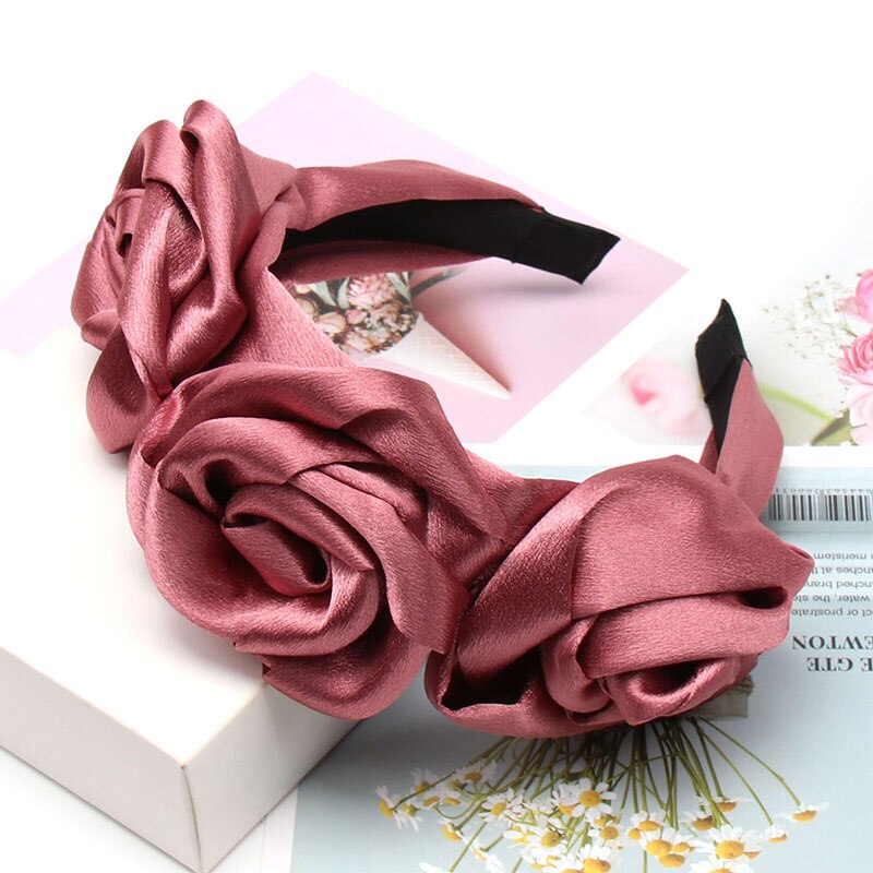 CN nueva diadema de terciopelo rosa flor diadema sólida para mujer maquillaje de cabeza aro de pelo accesorios para el cabello de niña