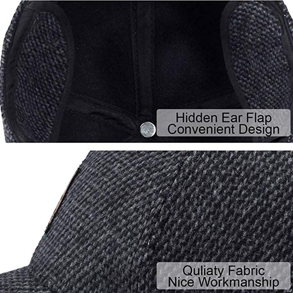 Wollfilz Gestrickte Winter Baseball Kappe Männer Verdicken Warme Hüte Mit Ohrenklappen Warme & Freizeit Für Partys Im Freien # BL5