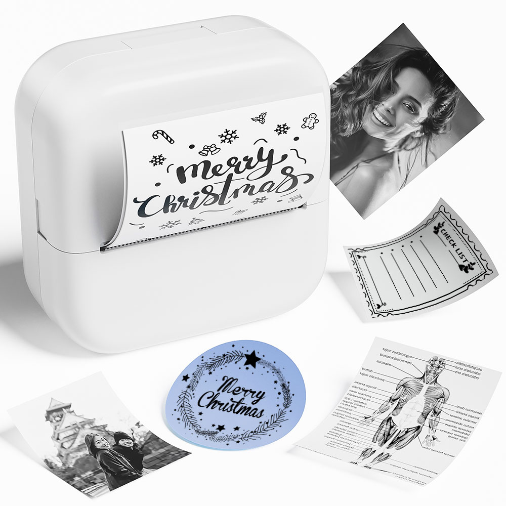Phomemo M02X przenośna mini drukarka termiczna bezprzewodowo 203dpi etykieta fotograficzna drukowana lista z kablem USB Imprimante przenośne: Srebrny