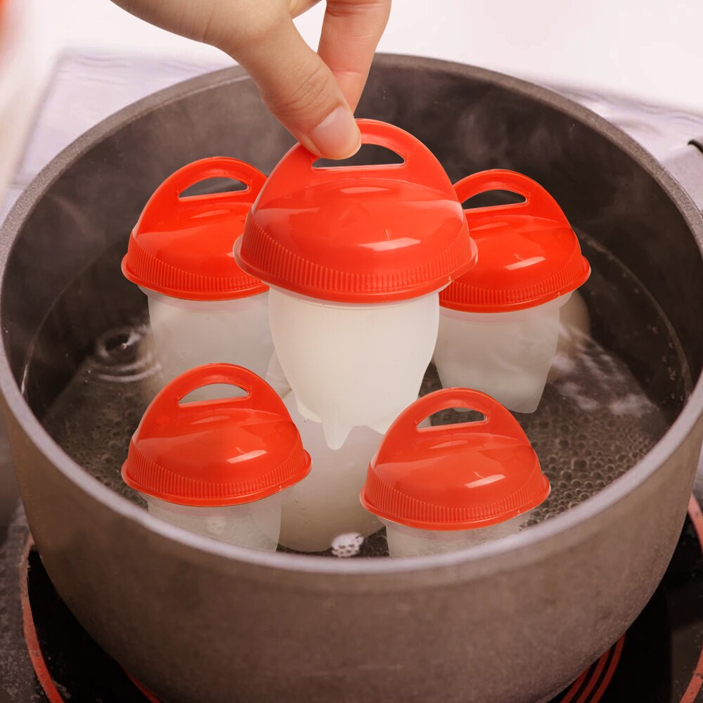 6 st äggkokare silikon tjuvfiskare non-stick äggkokare avdelare kokt äggkopp multifunktionell äggångare kökstillbehör