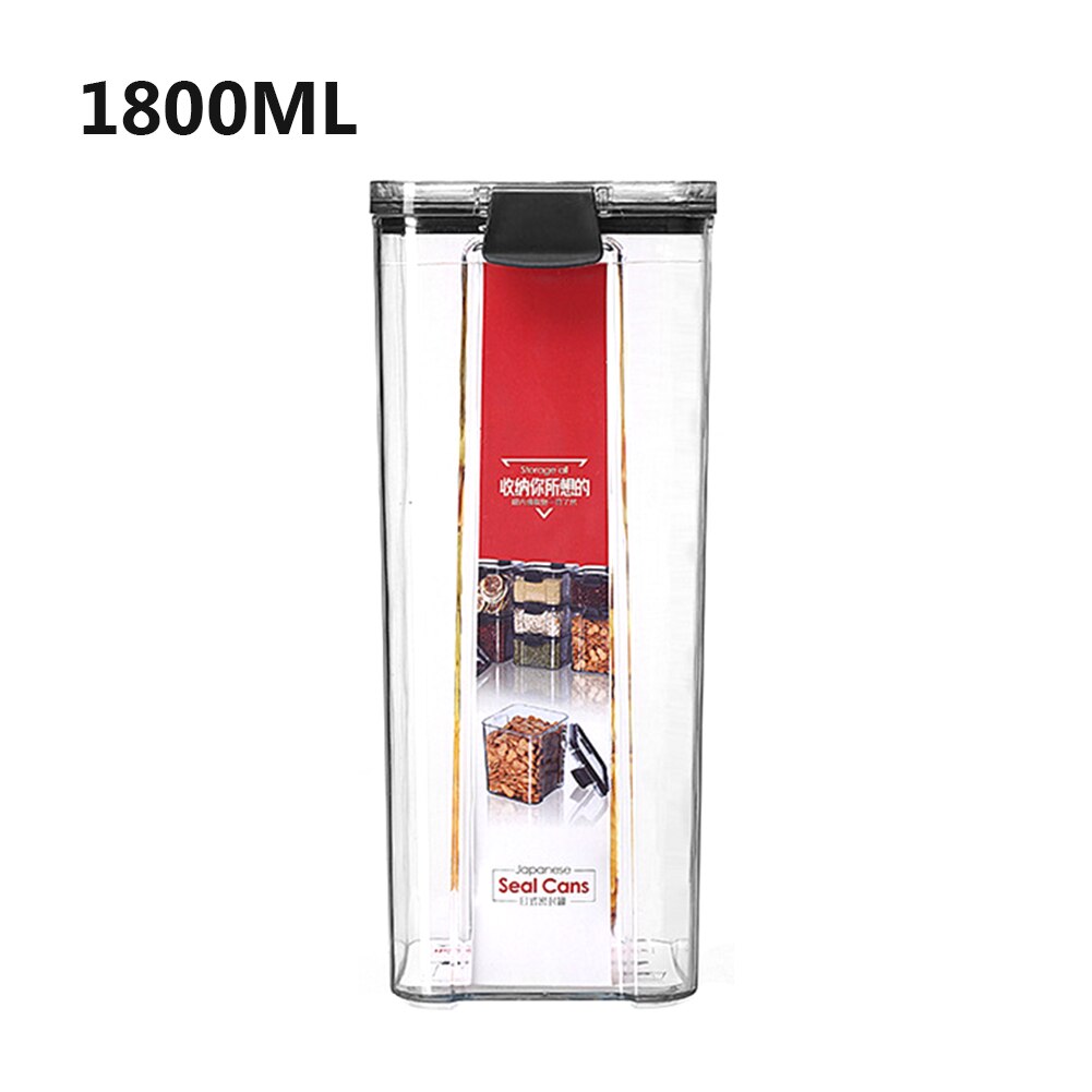 Box Multigrain Cereal Containers Airtight Pantry Pasta Kitchen With Lid Food Storage Container Plastic Transparent Sealed Cans: 1800ml