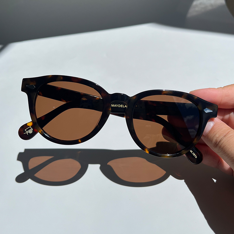 Store lemtosh maydela vintage acetat solbriller til herrer og kvinder ovale polariserede briller med stort ansigt: Guld