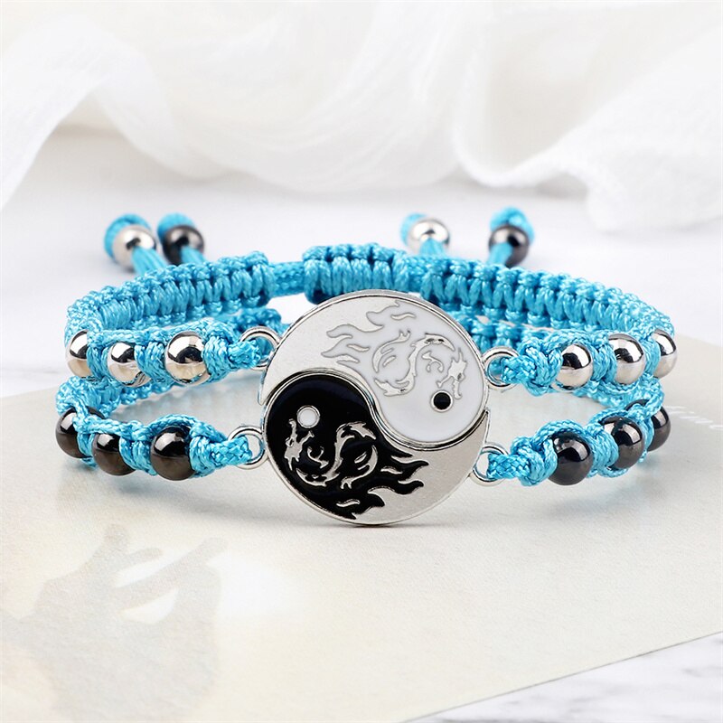Draken Tai Chi Vlechtarmband Set - 2 Stuks - Yin Yang Koppel Armbanden