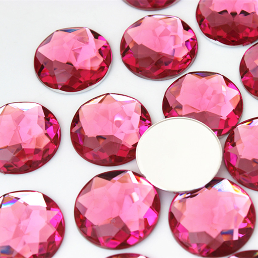 Cong Shao 20PCS 20mm Colorful Acrylic Rhinestone Round Flat Back Beads Crystal Stones DIY Costume Jewelry Crafts Scrapbook ZZ751: Fuchsia