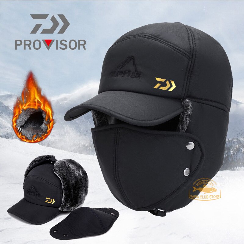 Daiwa sombrero de pesca para sol de pesca al aire libre cálido invierno sombrero de pescador parasol con protección UV tapa grandes aleros ajustable sombrero