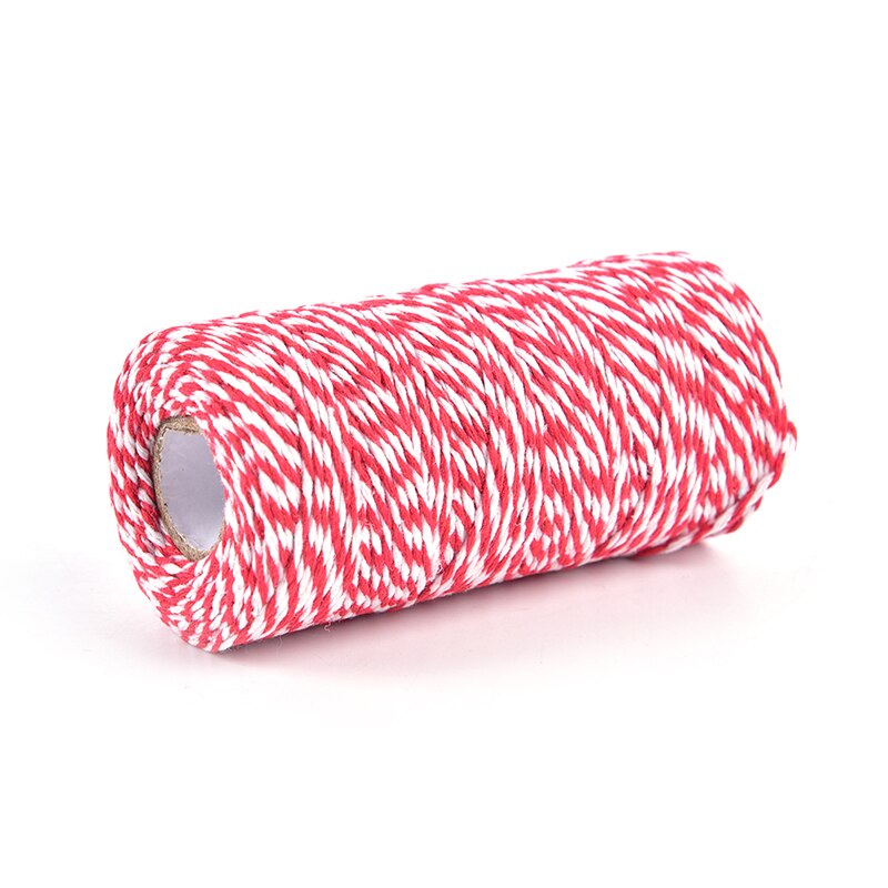 100m/Roll Cotton Bakers Twine String Cord Cotton Rope Cotton Cord Bottle Box Decor Craft (Red+White)