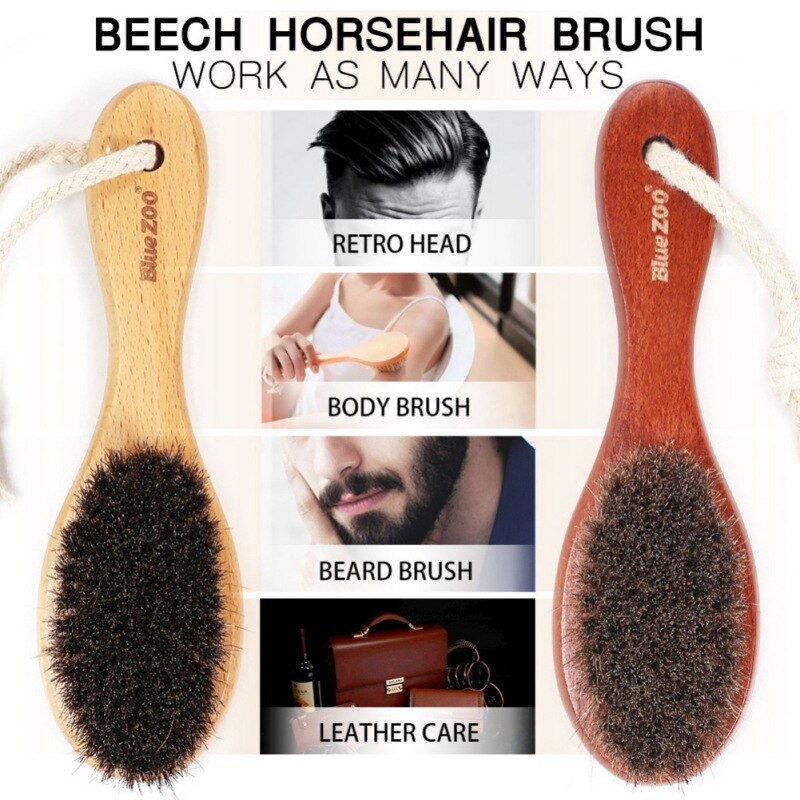 100% Natural Horse Hair brush Hairdressing Hair Comb Beard Comb Swine Mane Airbag Wucalyptus Oil Wood W1