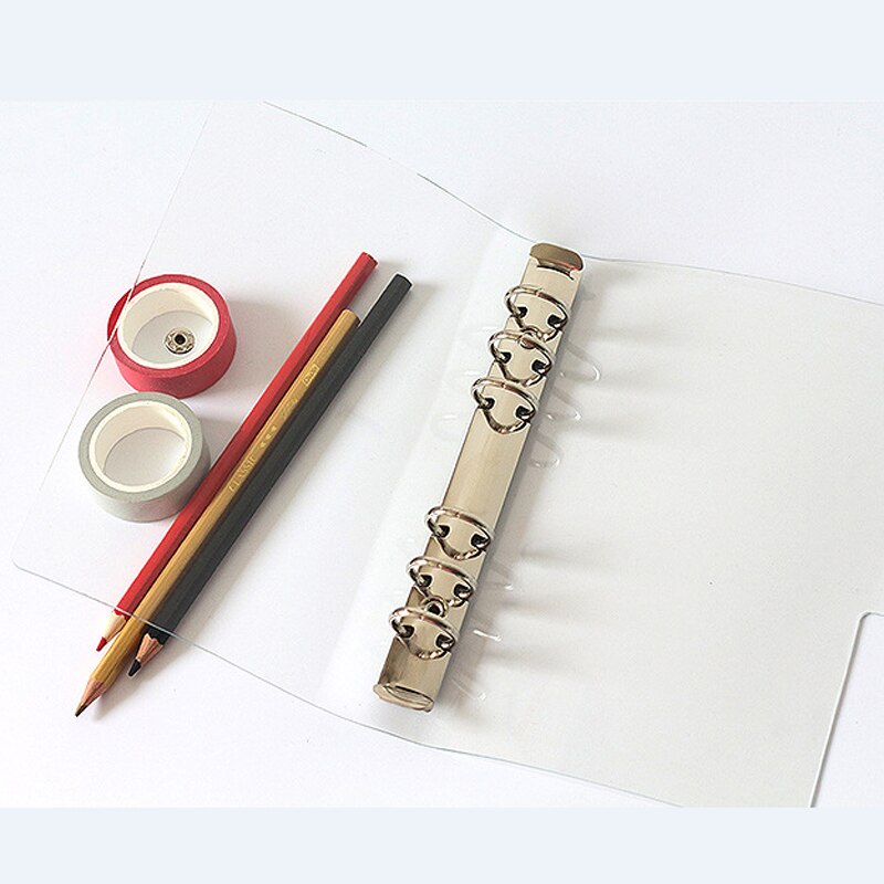 1pcTransparent Color Plastic Clip File Folder A5/A6/A7 Planner Agenda Notebook Loose Leaf Ring Binder School Office Supplies