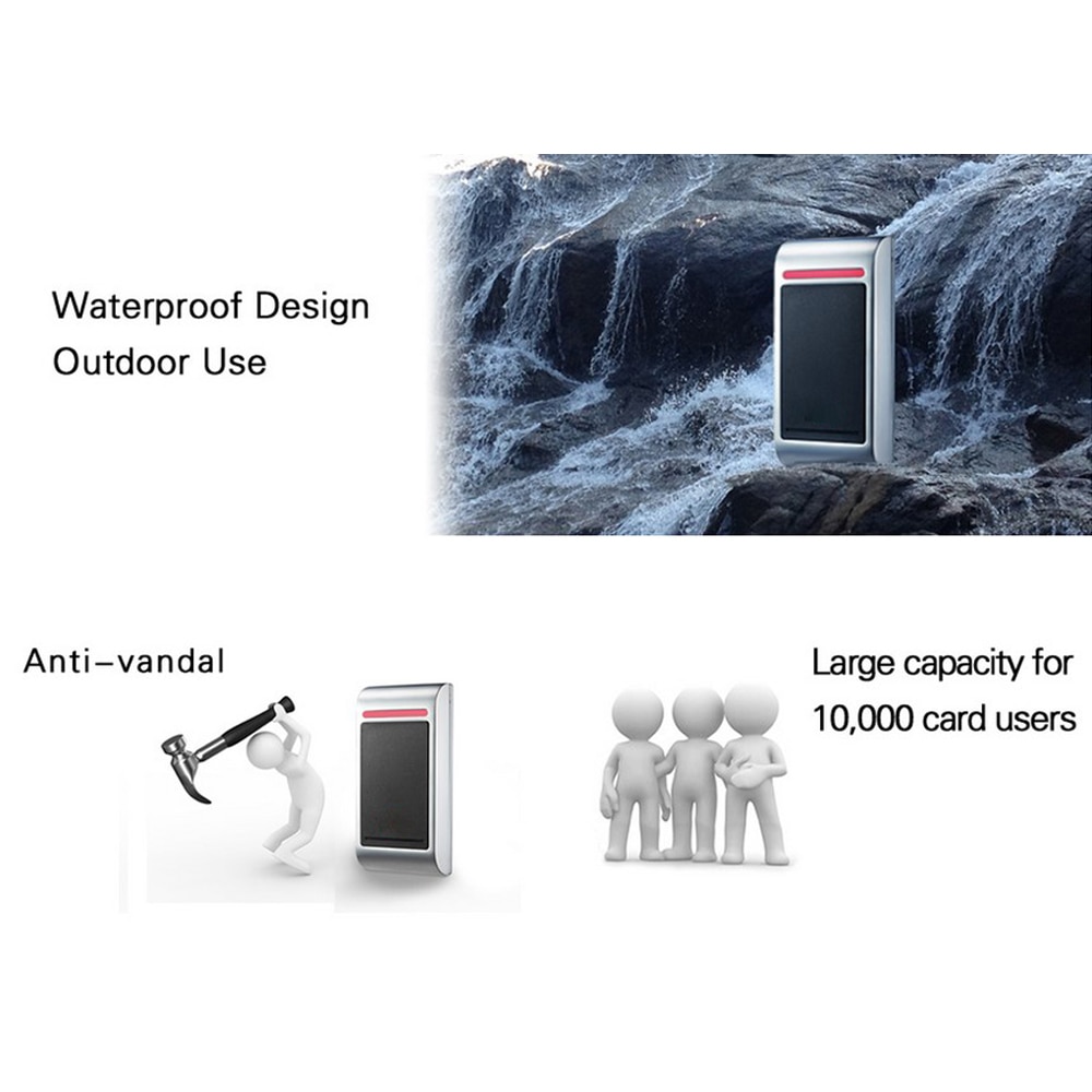Standalone Card Access Controller wiegand 26/34 waterproof IP68 RFID Access Control System 10000 card users Capacity 13.56MHZ