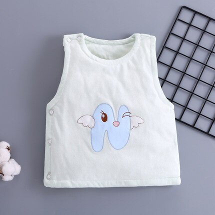 1 Pcs Lovely Baby Vest Spring And Autumn Thin Cotton Warm Clothes Pure Cotton Girl And Boy Baby Vest Cotton Clothes Button Style: green / 6M