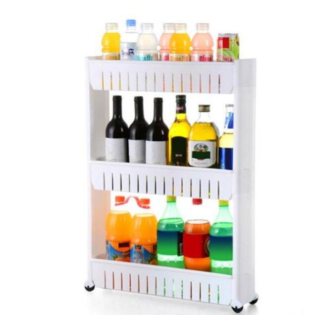 3/4 Tier Home Organizer Kitchen Trolley Slim Crack Slide Out Trolley Cart Storage Holder Rack Shelf Organiser Tools With 4 Wheel