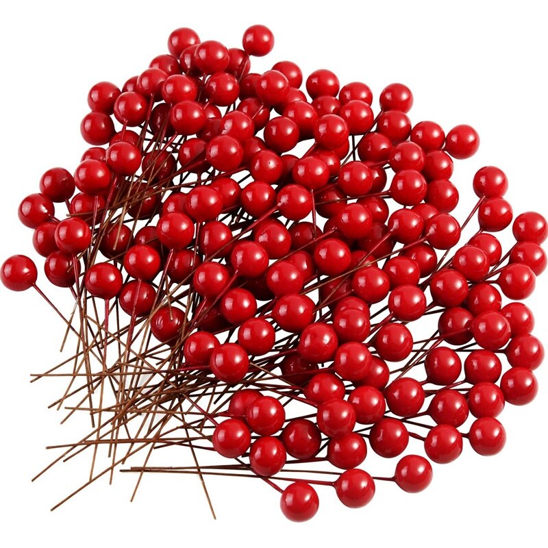 200 stuks hulstbessen, kunstmatige bessen voor kerstkransdecoraties, benodigdheden voor het maken van kransen en feestdecoraties: Default Title