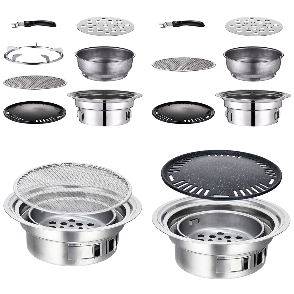 Korean Charcoal Barbecue Grill Household Korean BBQ Grill Non-stick for Home Kitchen Outdoor Garden Barbecue Stove