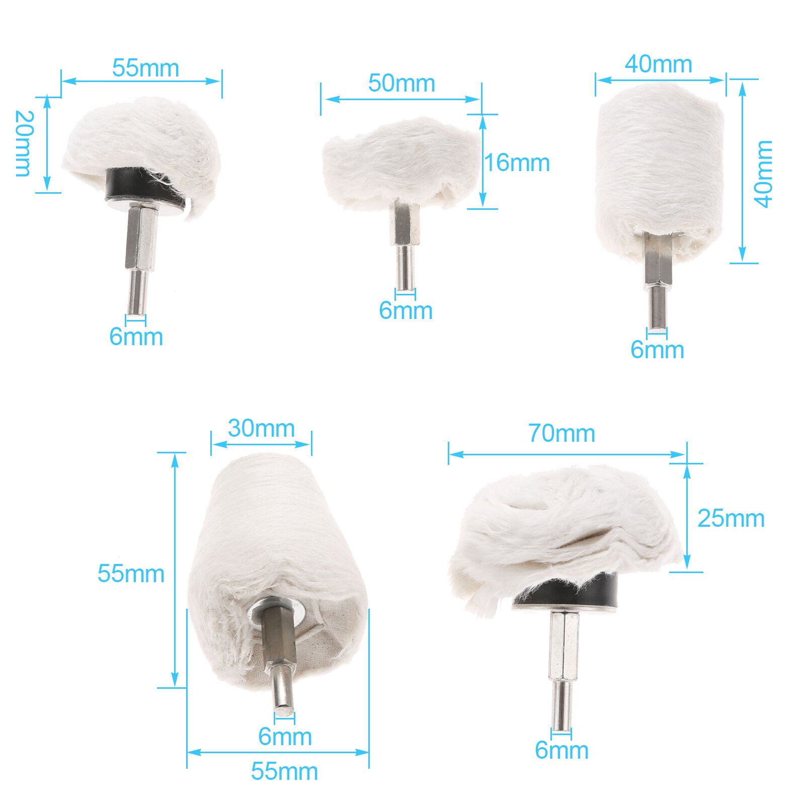 5pcs Buffing Pad Polishing Mop Wheel Drill Kit for Metal Aluminum Chrome Car Buffer Polisher Drill