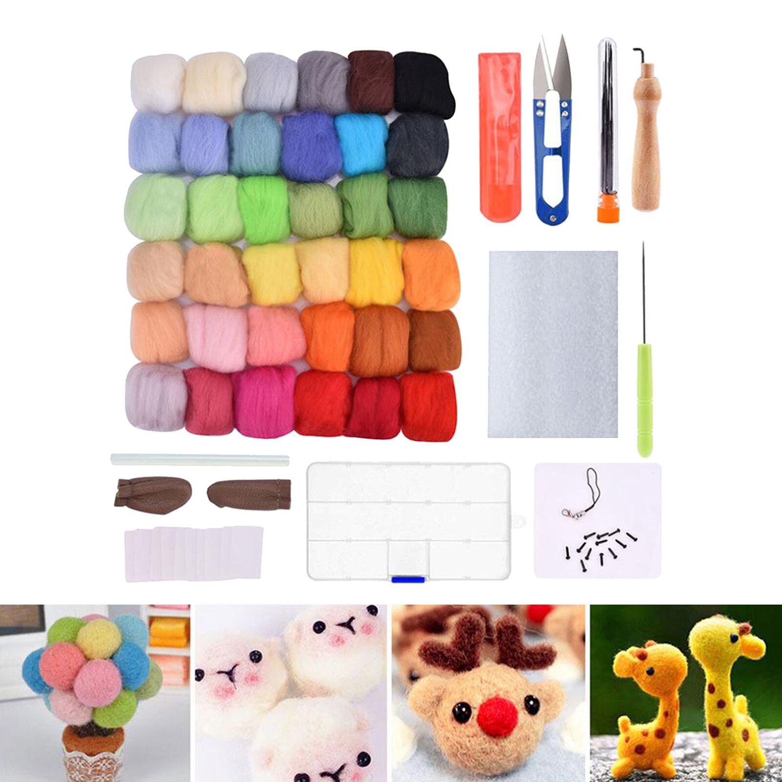 Needle Felting Kit Supplies Spinning Needles Felt Work Tools Felted Doll Kit