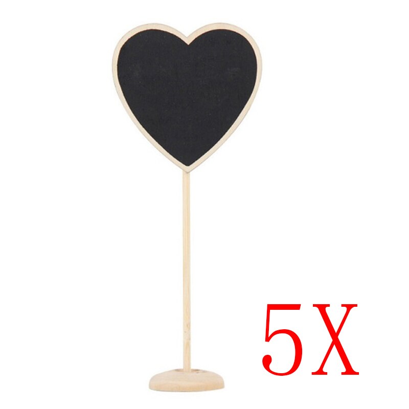 5pcs Wooden Mini Blackboard Chalkboard with Stand Place Wedding Table Number Sign MDJ998: Heart