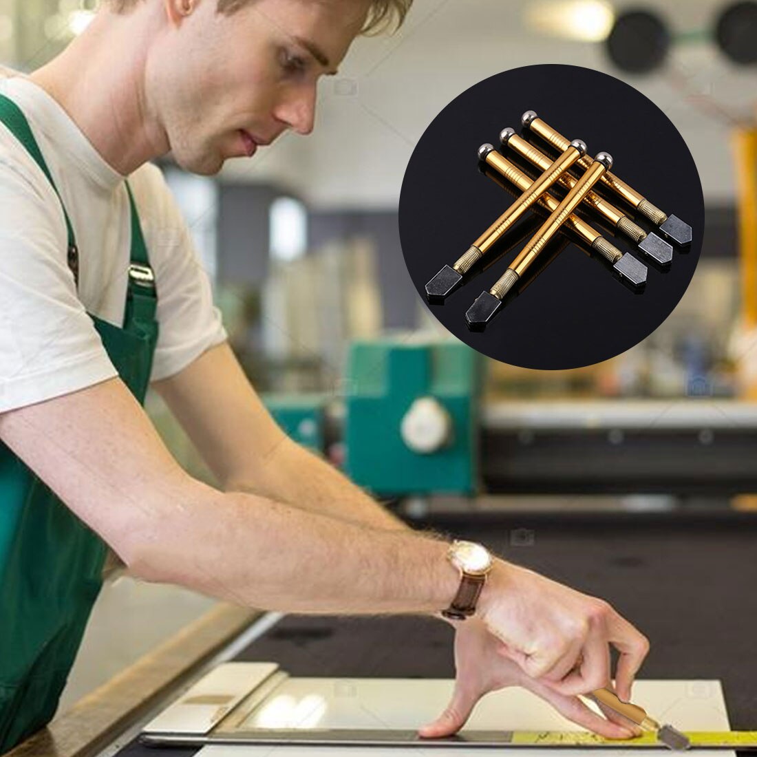 Glass Cutter Diamond Tip Steel Blade Cutting Tool Oil Feed Glass Cutter Antislip Metal Handle 173mm For Hand Tool Glass Cutting