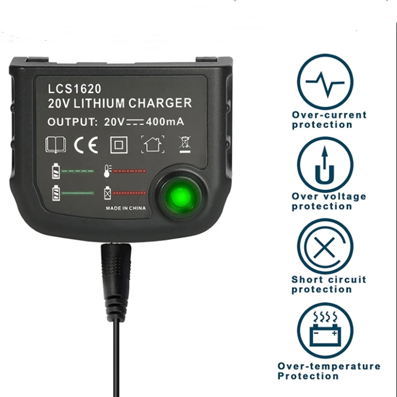 LCS1620 Lithium nickel chromium Battery rechargeable Charger for BLACK & DECKER 20V for LBXR20 LB20 LBX20 LBX4020 LB2X4020 Part