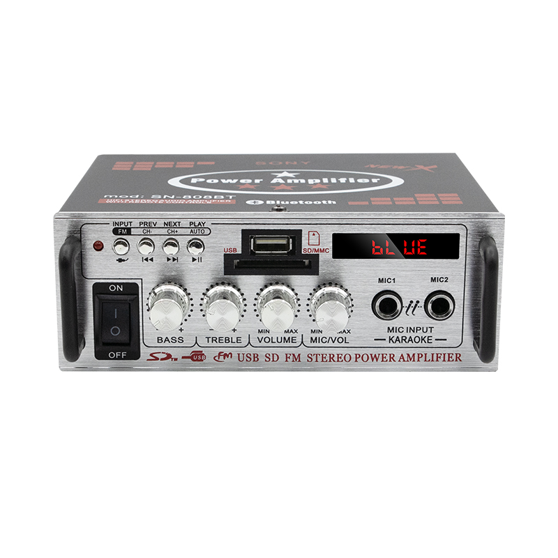LDZS HiFi-Digitalverstärker AV-808 Bluetooth MP3-Kanal 2.0 Sound AMP Unterstützung 90V-240V für Zuhause Auto MAX 200W*2