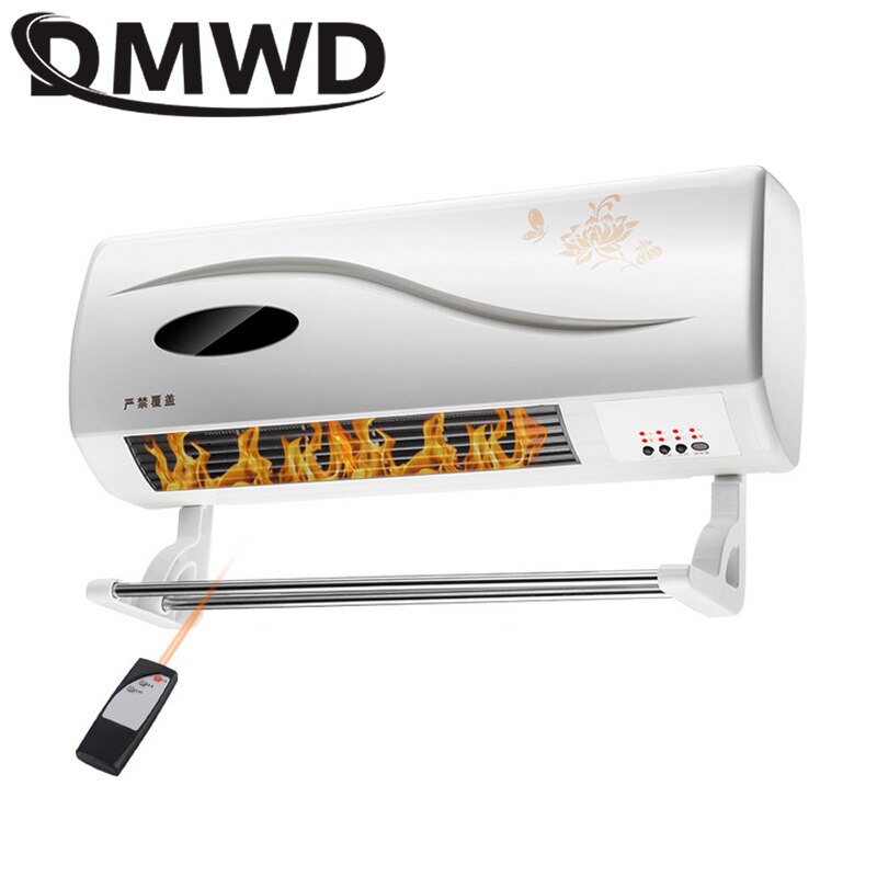 DMWD 220V Household Electric Heater Wall-mounted Remote Control Ceramic Thermal Heating Radiator Warmer Cooling Fans Ventilator