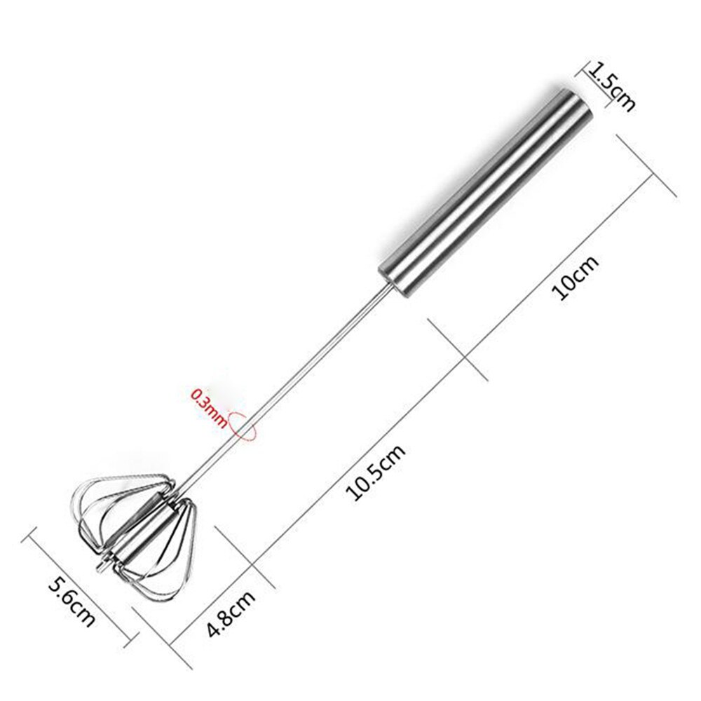 Batidor de huevos para hornear, batidor manual de rotación de plata