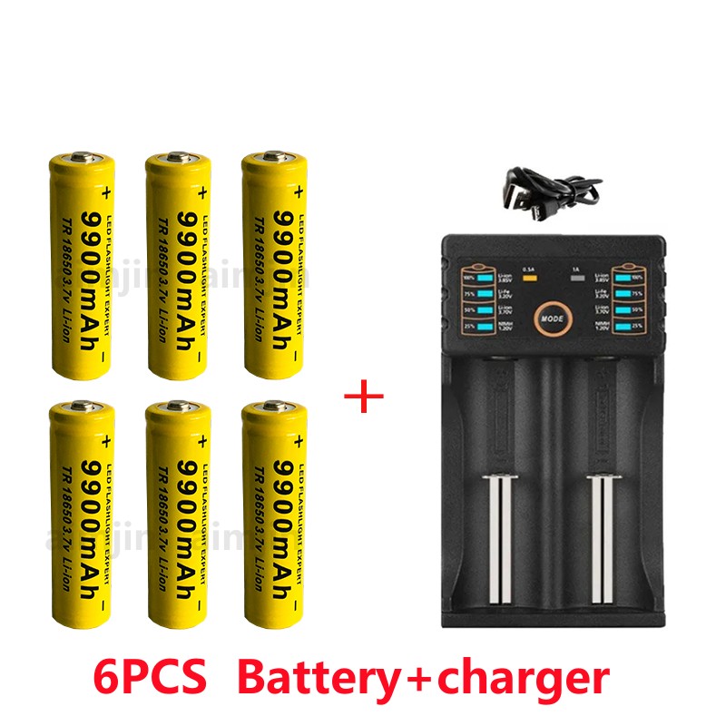 .Batería de iones de litio GTF 18650 For Original, linterna recargable 18650, 3,7 V, 9900 MAH For para Linterna + cargador: Pink