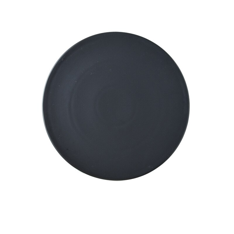 Round Flat Bottom Plate Hotel Ceramic Dinner Plates Beef Tableware Solid Color Dessert Dish Simple And Sushi Dishes: Black / 12 inches