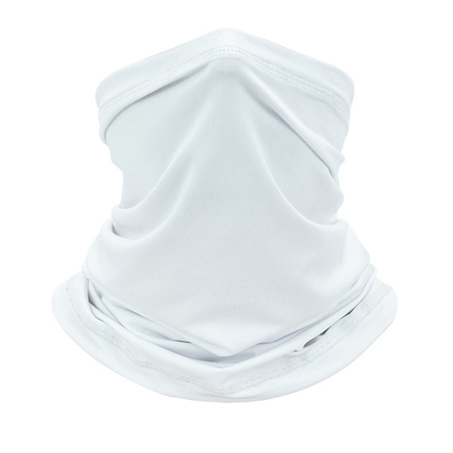 Protector solar transpirable para exteriores, Bandana deportiva de seda helada, bufanda para el cuello, toalla mágica para la cara, manga para el cuello, máscara para montar en la cabeza: Blanco