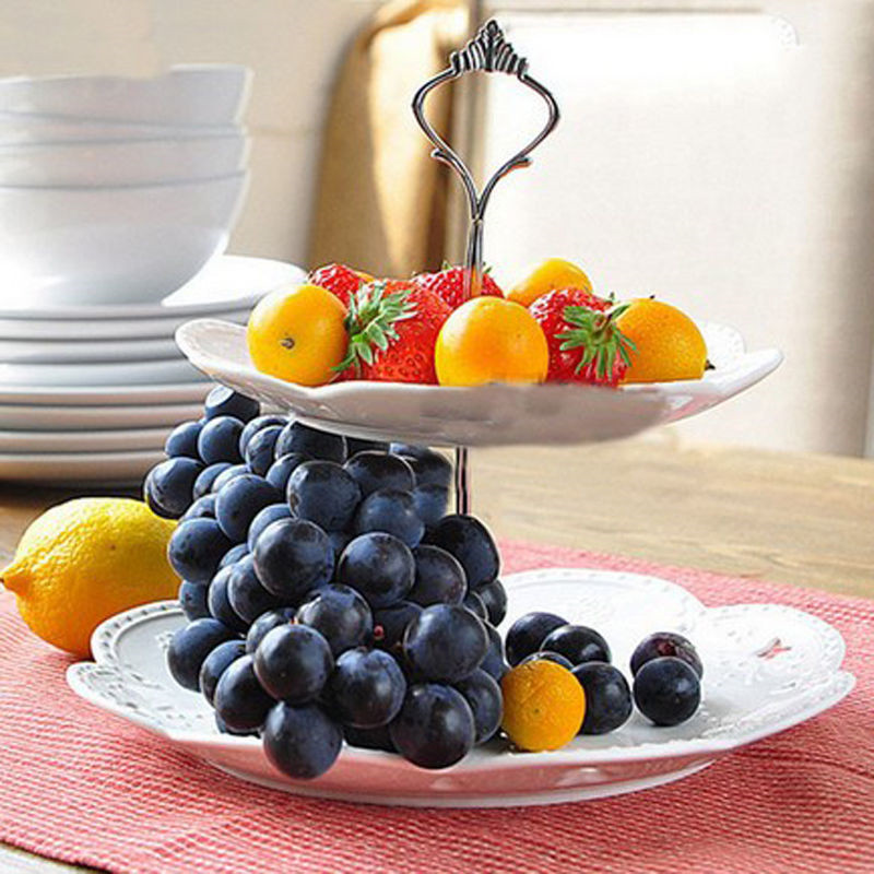 1 Juego de soporte de platos para pasteles de 2 o 3 niveles (plato no incluido) accesorio de corona de mango de Metal para fiestas de bodas plata/oro