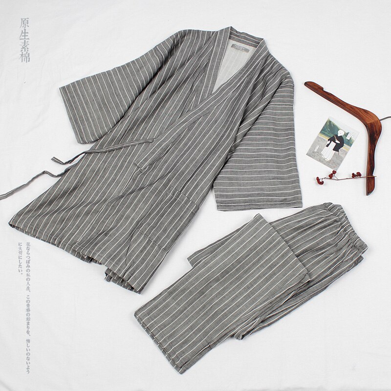 kimono pyjamas til menn bomullsvevd natttøy pyjamas menn sove nattøy kimonosett