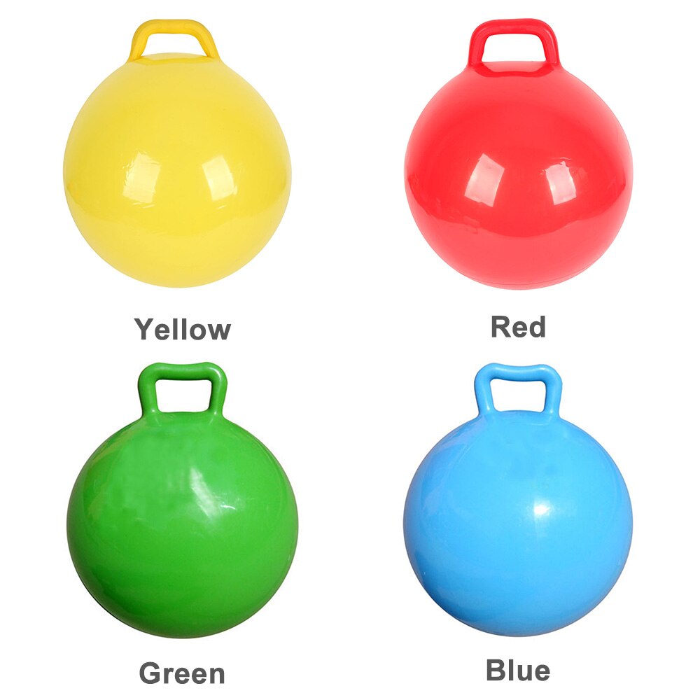 Pure Color Inflatable Bouncing Ball Kids Jumping Hop Ball Jumping Balls with Handle for Adults Children Exercise Toy