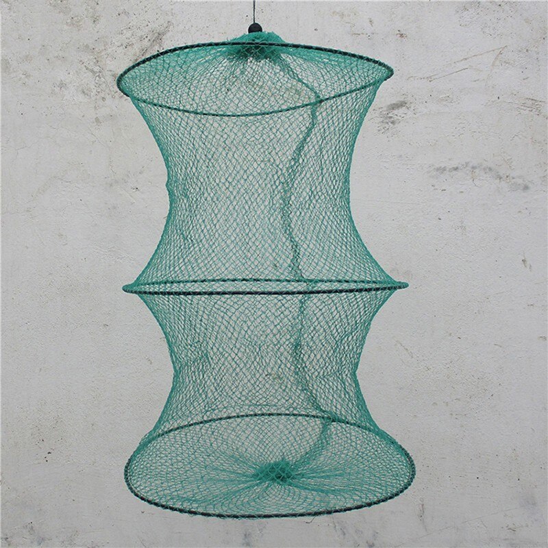 Folding Round Nylon Mesh Metal Frame Crab Fishing Net Fish Crawdad Shrimp Minnow Bait Trap Cast Landing Fishing Tackle Accessory