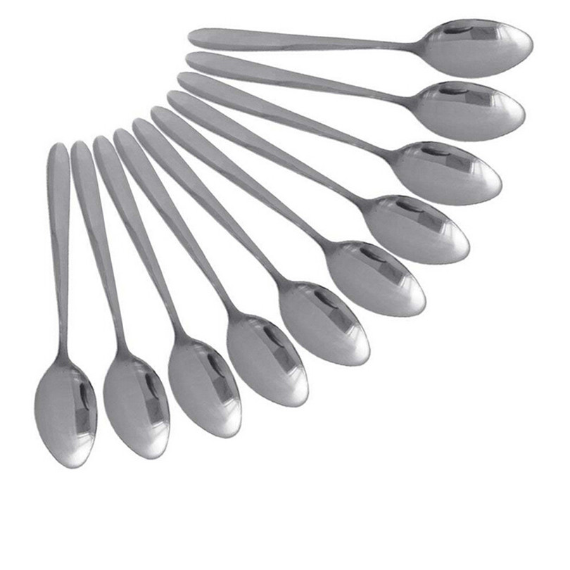 1 Uds. Cucharas de té 19cm pequeña cuchara de acero inoxidable paquete de diez restaurante cuchara para Bar utensilios de cocina juegos de vajilla
