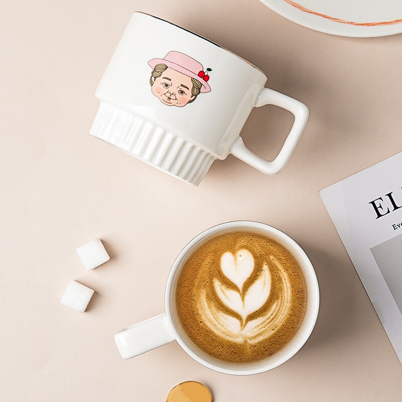 Creatieve Paar Keramische Mok Koffie Gedrukt Opa/Oma Melk Thee Cup Home Office Ontbijt Drinkware Valentijnsdag